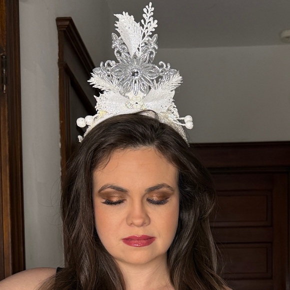 Handmade Ice Queen Fascinator White and Silver Costume Headband Snow Princess main image 9